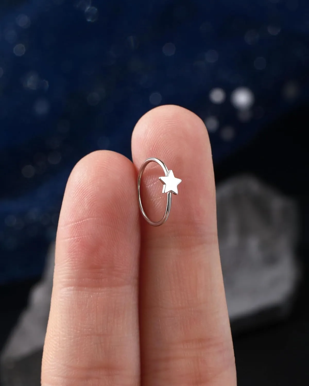 Jewseen 20g Nose Rings Hoops 925 Sterling Silver Nose Piercing Jewelry Star Cartilage Hoop Earrings Helix Rook Daith Tragus Earrings for Women