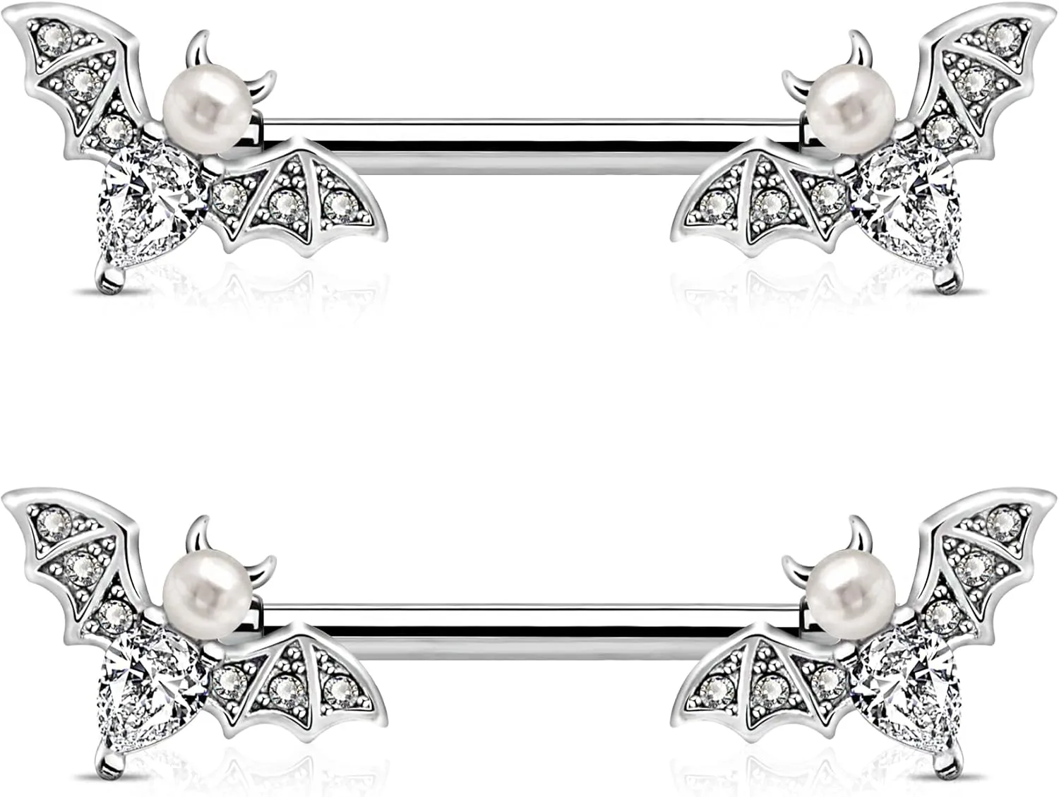 Jewseen Nipple Barbell 14g Piercing Jewelry with Sparkling CZ Stones - Perfect for Halloween Body Piercing