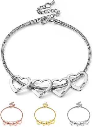JINMA Personalized 1-8 Name Anklets for Women- Custom Charms Heart Anklet Bracelet for Women Jewelry Gifts for Mom Her