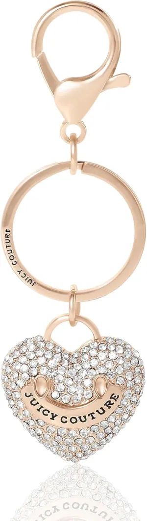 Juicy Couture Cute Keychains for Women, Gold-Tone Logo Key Chain with Clear Crystals, Purse Charms, Bag Charms, Juicy Gifts