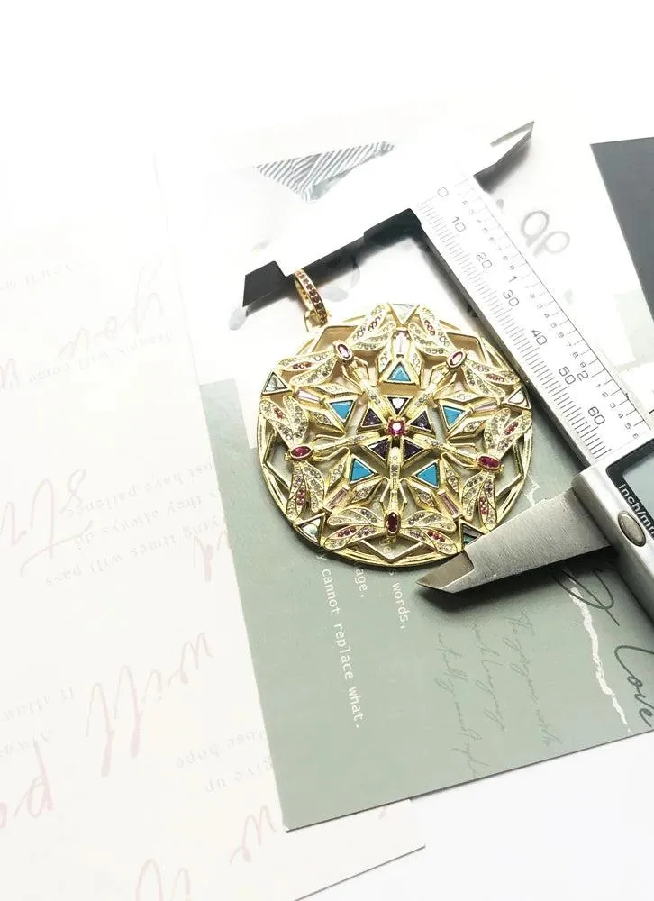 Kaleidoscope Dragonfly Pendant - 925 Sterling Silver