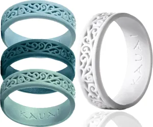KAUAI Silicone Rings for Women  Soft and Pretty. Comfortable, Breathable, Stackable Rings. Lightweight Rubber Womens Engagement Ring & Wedding Band. Womens thin Unisex Bands