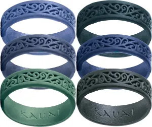 KAUAI Silicone Rings for Women  Soft and Pretty. Comfortable, Breathable, Stackable Rings. Lightweight Rubber Womens Engagement Ring & Wedding Band. Womens thin Unisex Bands