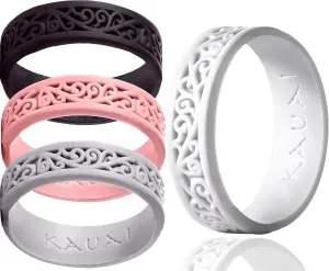 KAUAI Silicone Rings for Women  Soft and Pretty. Comfortable, Breathable, Stackable Rings. Lightweight Rubber Womens Engagement Ring & Wedding Band. Womens thin Unisex Bands