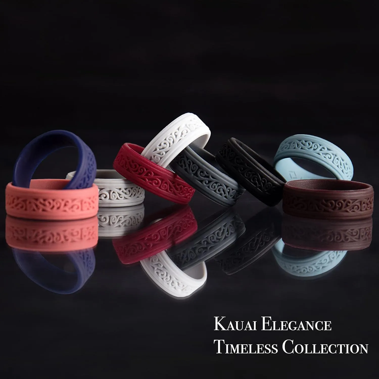 KAUAI Silicone Wedding Rings, The Aztec, for Men & Women. Leading Brand for Comfort & Design. Mens Active Bands. Womens Crossfit Workout Gym Band. Couples Ring