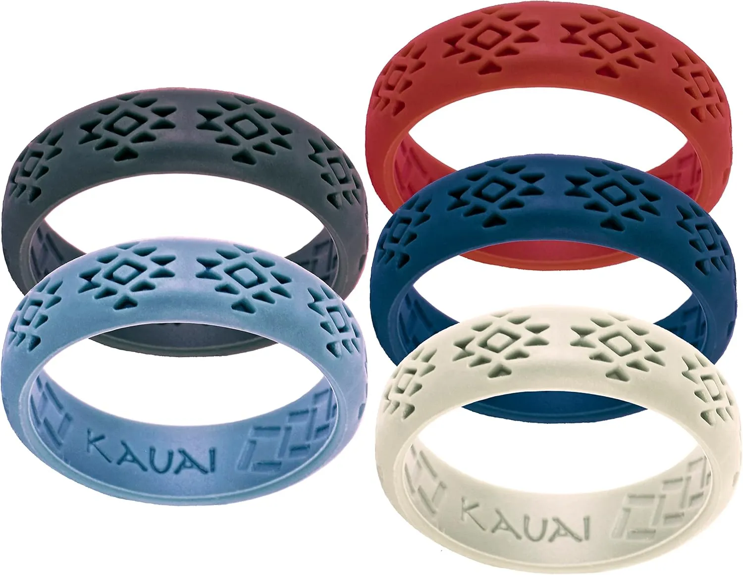 KAUAI Silicone Wedding Rings, The Aztec, for Men & Women. Leading Brand for Comfort & Design. Mens Active Bands. Womens Crossfit Workout Gym Band. Couples Ring