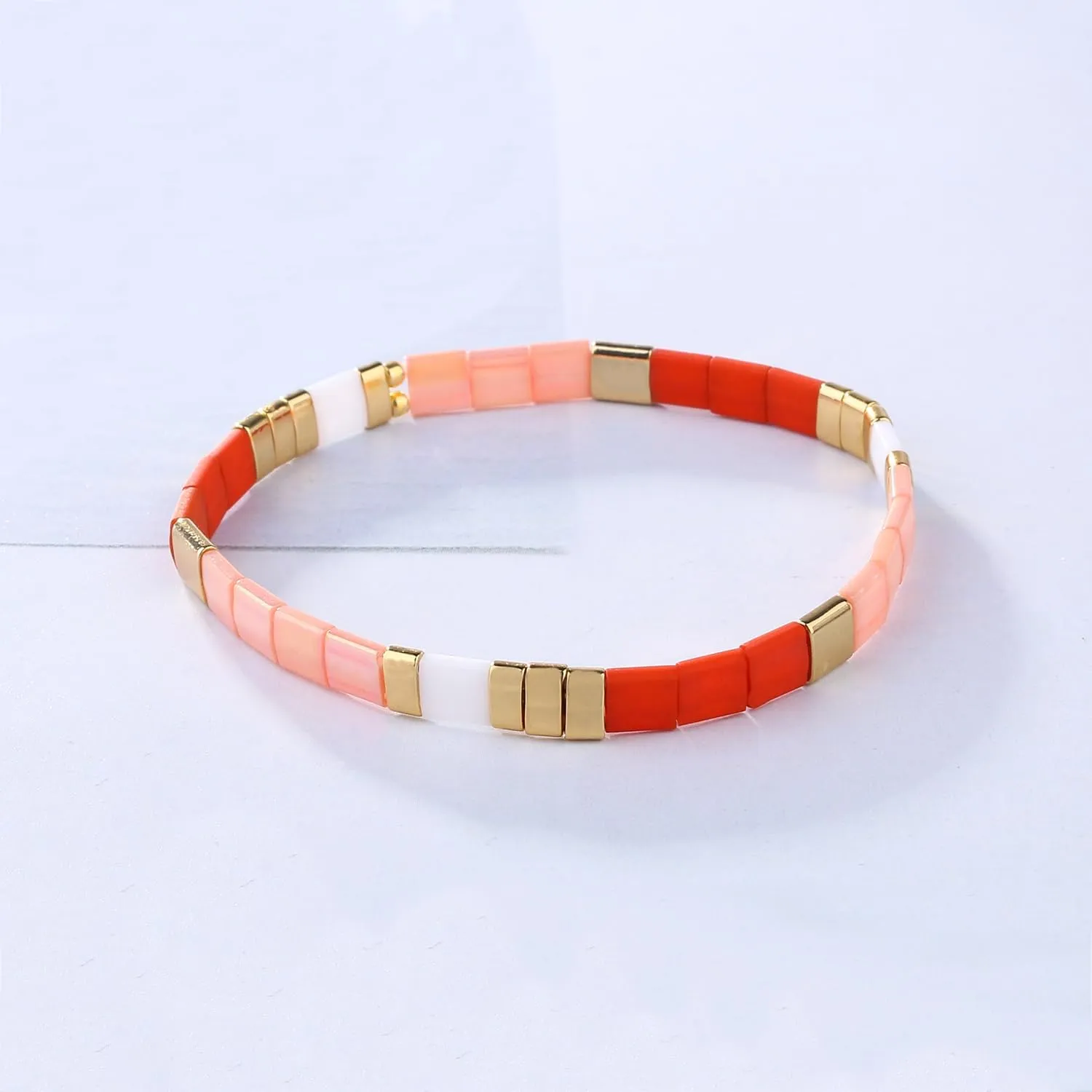KELITCH New Miyuki Tila Bead Bracelets Charm Stretch Bracelets Stackable Wrap Bracelets for Women