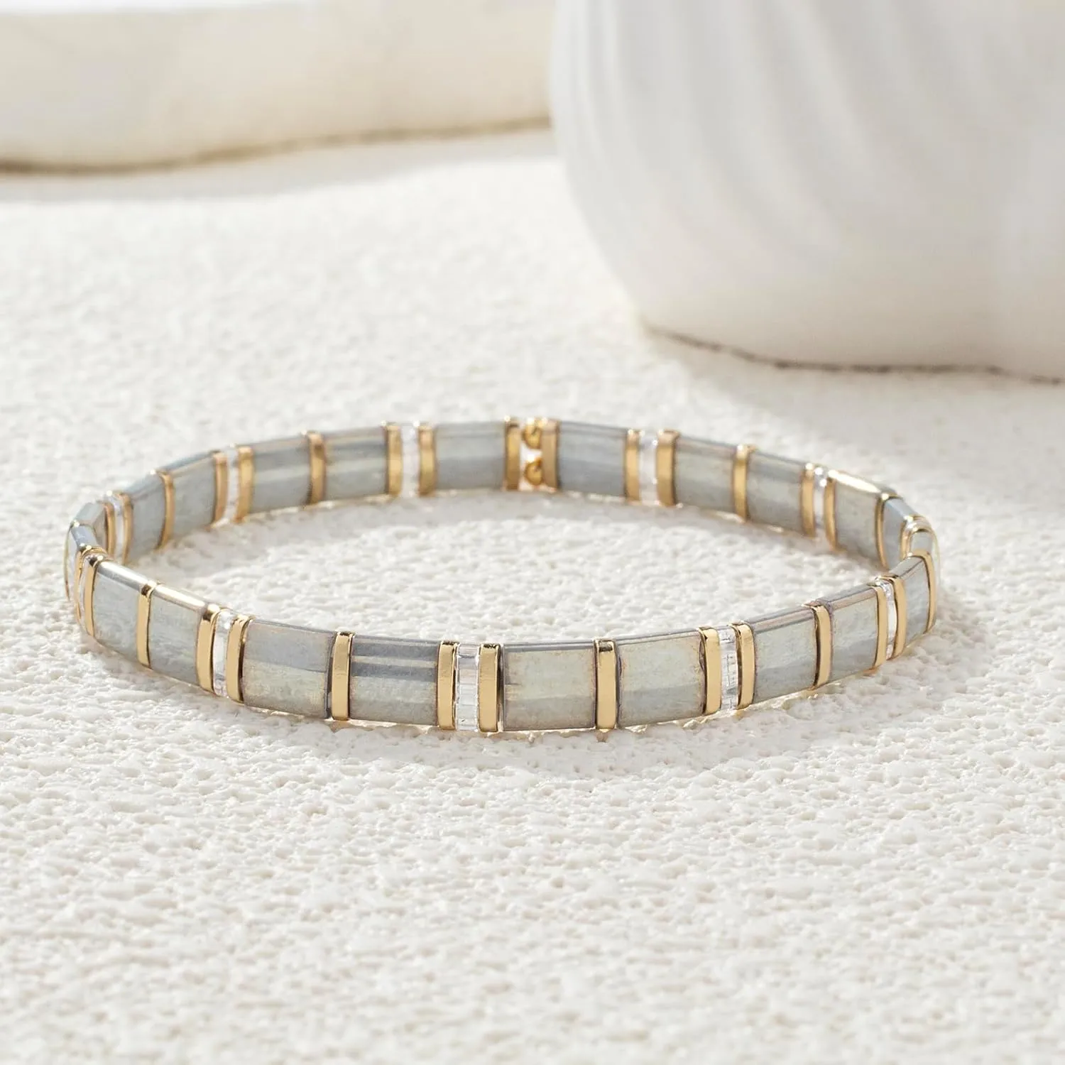 KELITCH New Women Tila Beads Bracelets Colorful Friendship Stackable Stretch Bracelets