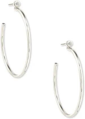 Kendra Scott Audrey Hoop Earring in 14k White Gold, Fine Jewelry for Women, White Diamond