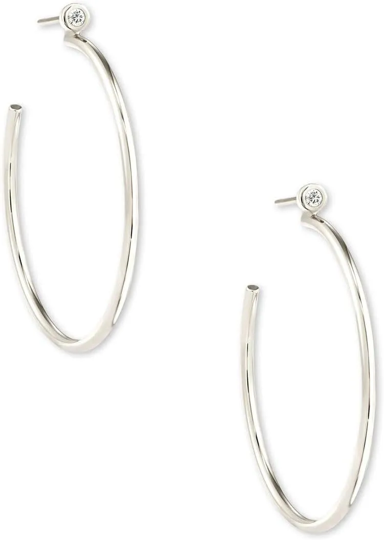Kendra Scott Audrey Hoop Earring in 14k White Gold, Fine Jewelry for Women, White Diamond