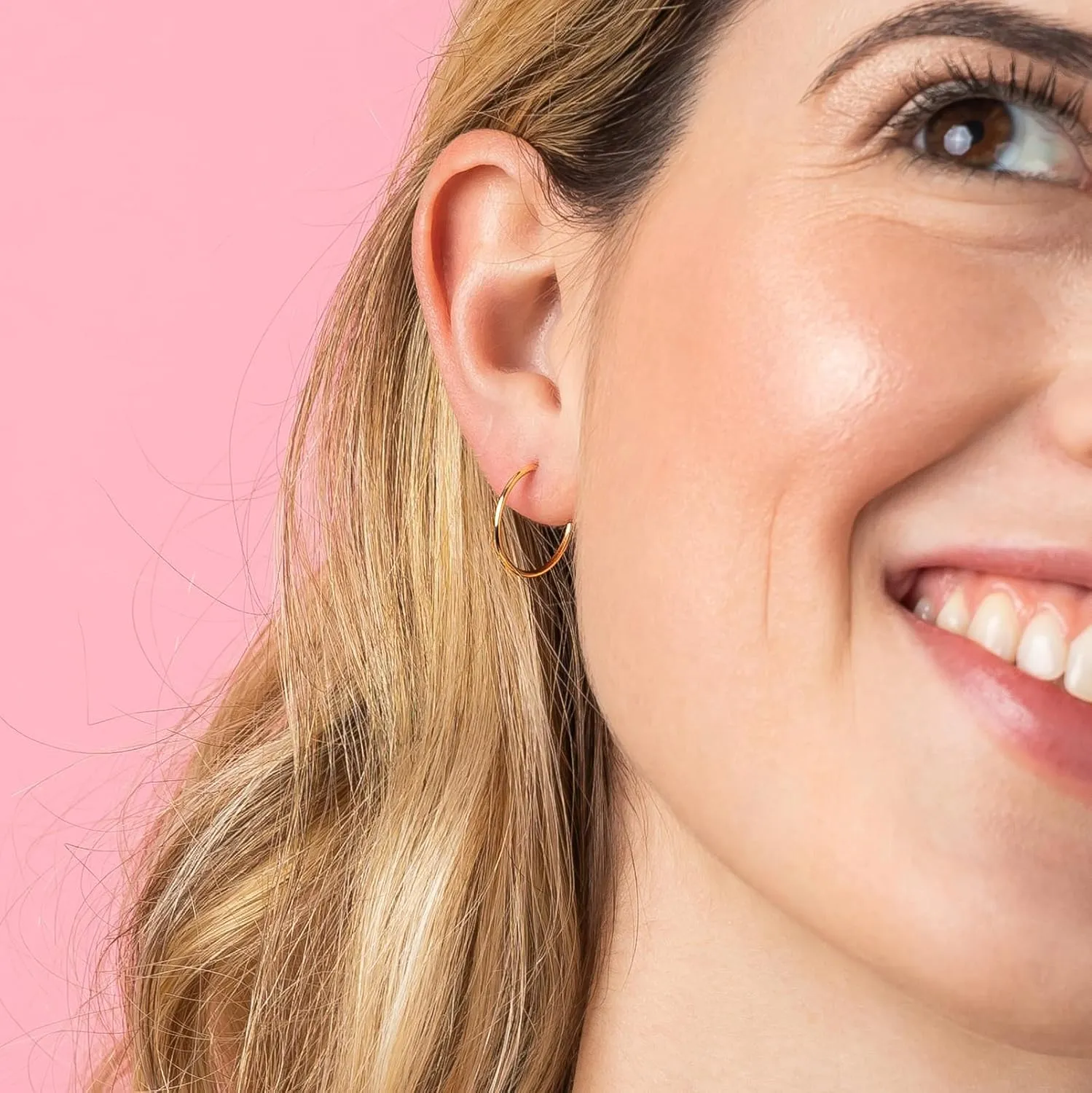 KEZEF 14K Gold Hoop Earrings for Women  Hypoallergenic Very Thin Endless Infinity Hoop, Gold Filled Earrings  Available in 12mm, 14mm, 18mm, & 24mm Diameter