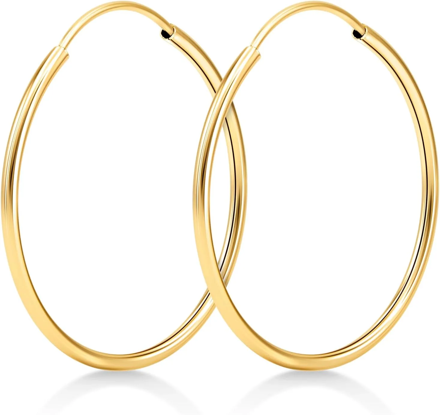 KEZEF 14K Gold Hoop Earrings for Women  Hypoallergenic Very Thin Endless Infinity Hoop, Gold Filled Earrings  Available in 12mm, 14mm, 18mm, & 24mm Diameter