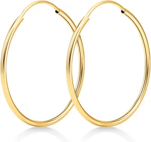 KEZEF 14K Gold Hoop Earrings for Women  Hypoallergenic Very Thin Endless Infinity Hoop, Gold Filled Earrings  Available in 12mm, 14mm, 18mm, & 24mm Diameter