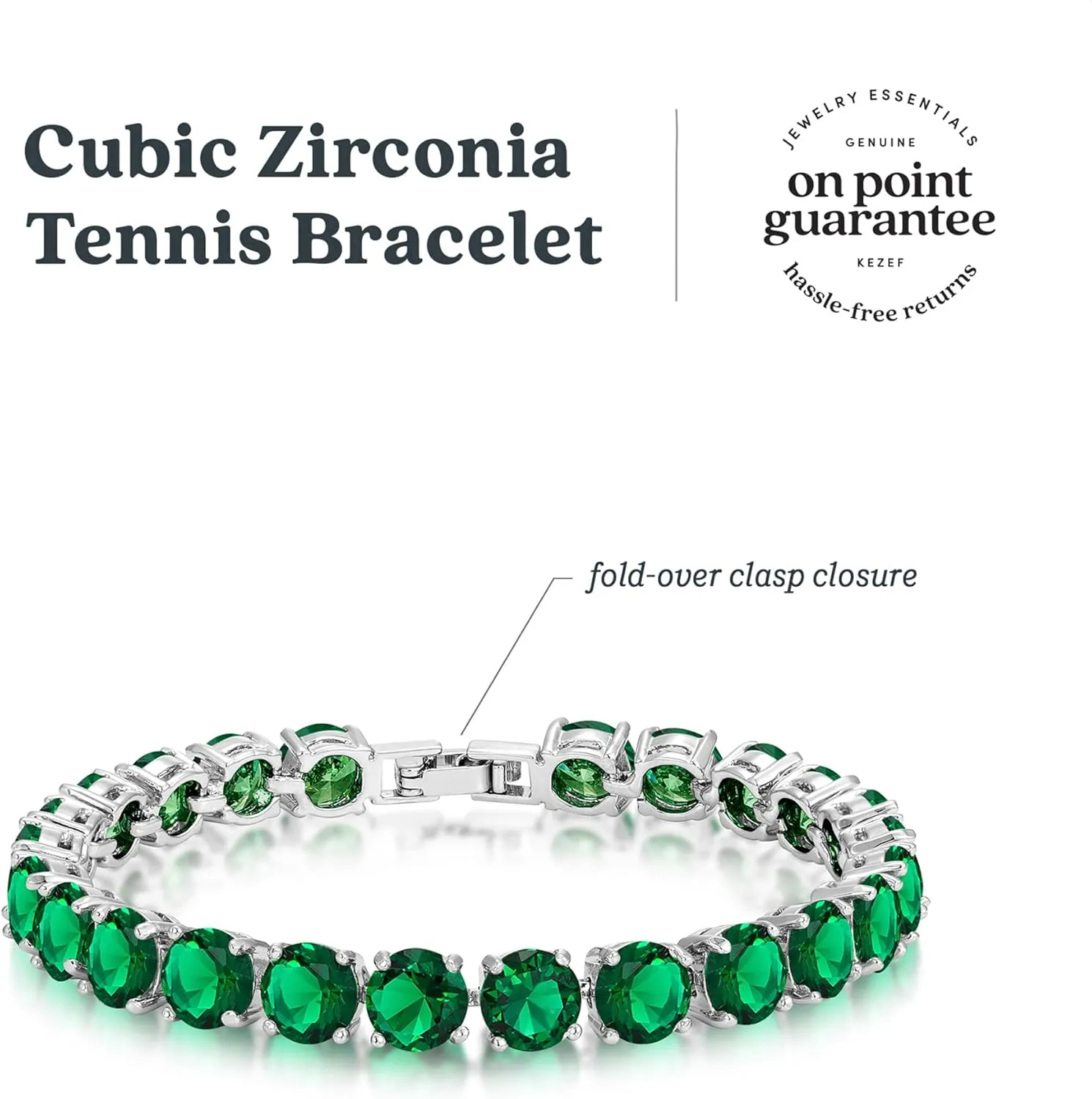 KEZEF 7mm CZ Tennis Bracelet for Women Silver-Plated Brass 7" Sparkling Round Cut Cubic Zirconia