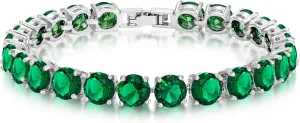 KEZEF 7mm CZ Tennis Bracelet for Women Silver-Plated Brass 7" Sparkling Round Cut Cubic Zirconia