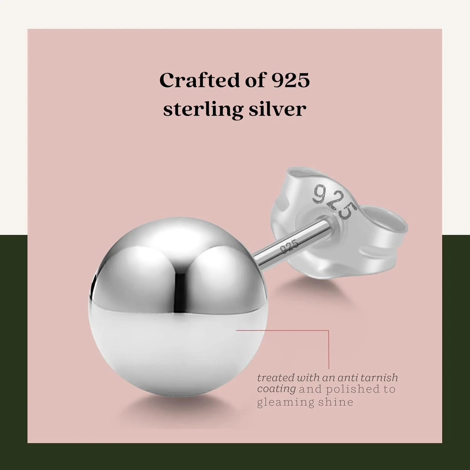 KEZEF Sterling Silver Ball Stud Earrings for Women - Hypoallergenic Lightweight Stud Earrings for Women | 2mm-16mm Ball Earrings in 14K Gold, Rose Gold or 925 Sterling Silver