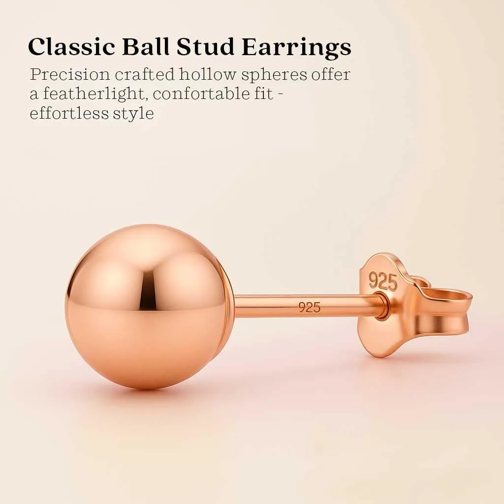 KEZEF Sterling Silver Ball Stud Earrings for Women - Hypoallergenic Lightweight Stud Earrings for Women | 2mm-16mm Ball Earrings in 14K Gold, Rose Gold or 925 Sterling Silver
