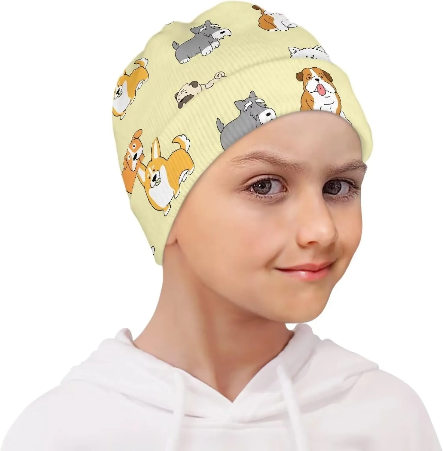 Kids Boys Girls Skull Cap Slouchy Casual Beanies Knit Cuffed Caps Warm Thermal Beanie for Running Workout