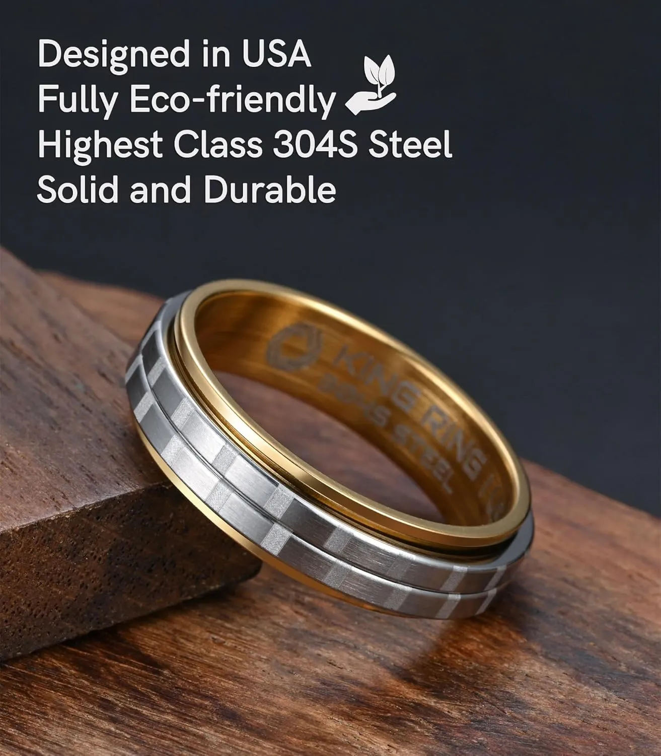 King Ring 6mm Slim Spinner Rings  Ultra Polished Fidget Rings for Men & Women  Designed in USA