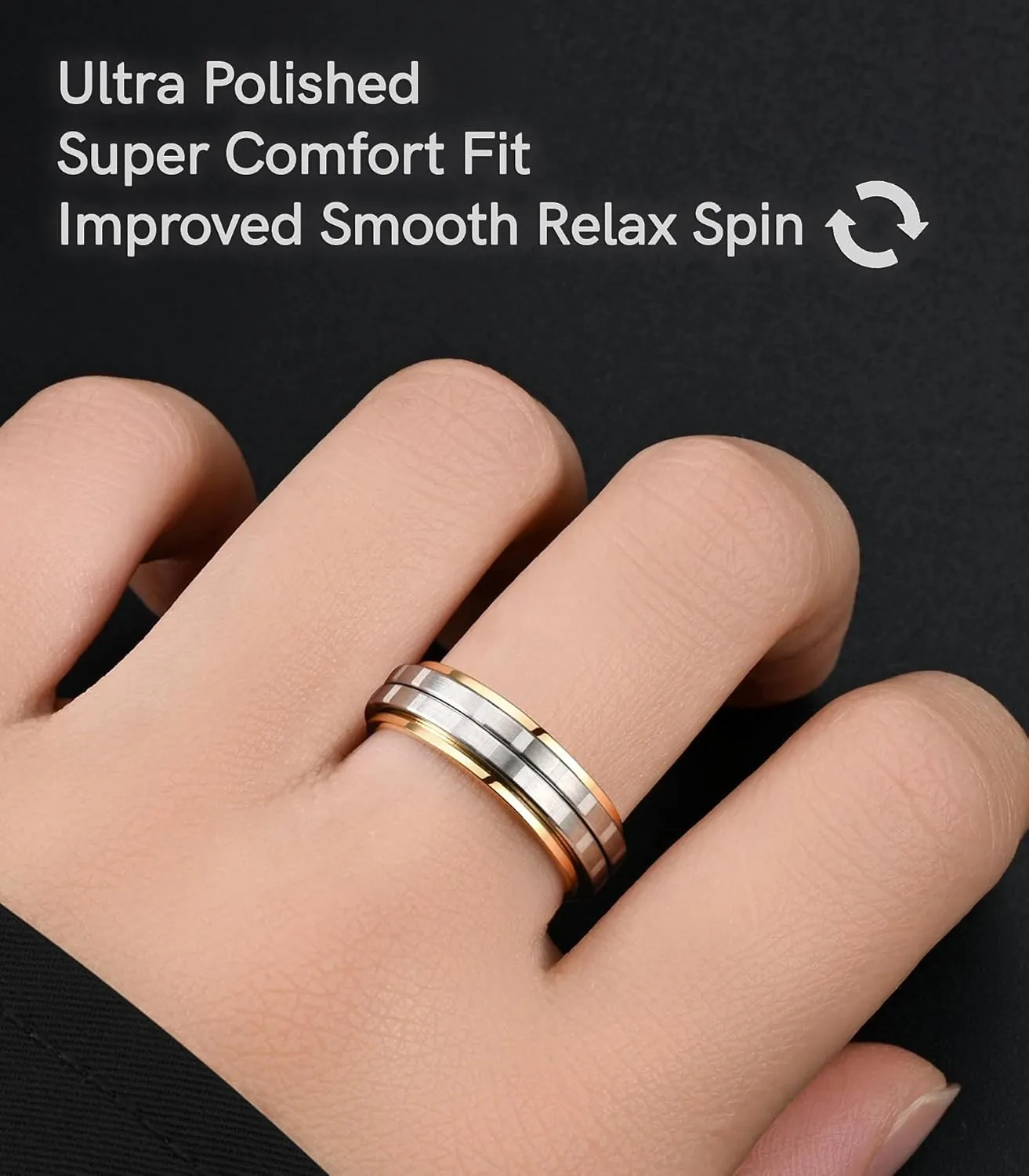 King Ring 6mm Slim Spinner Rings  Ultra Polished Fidget Rings for Men & Women  Designed in USA