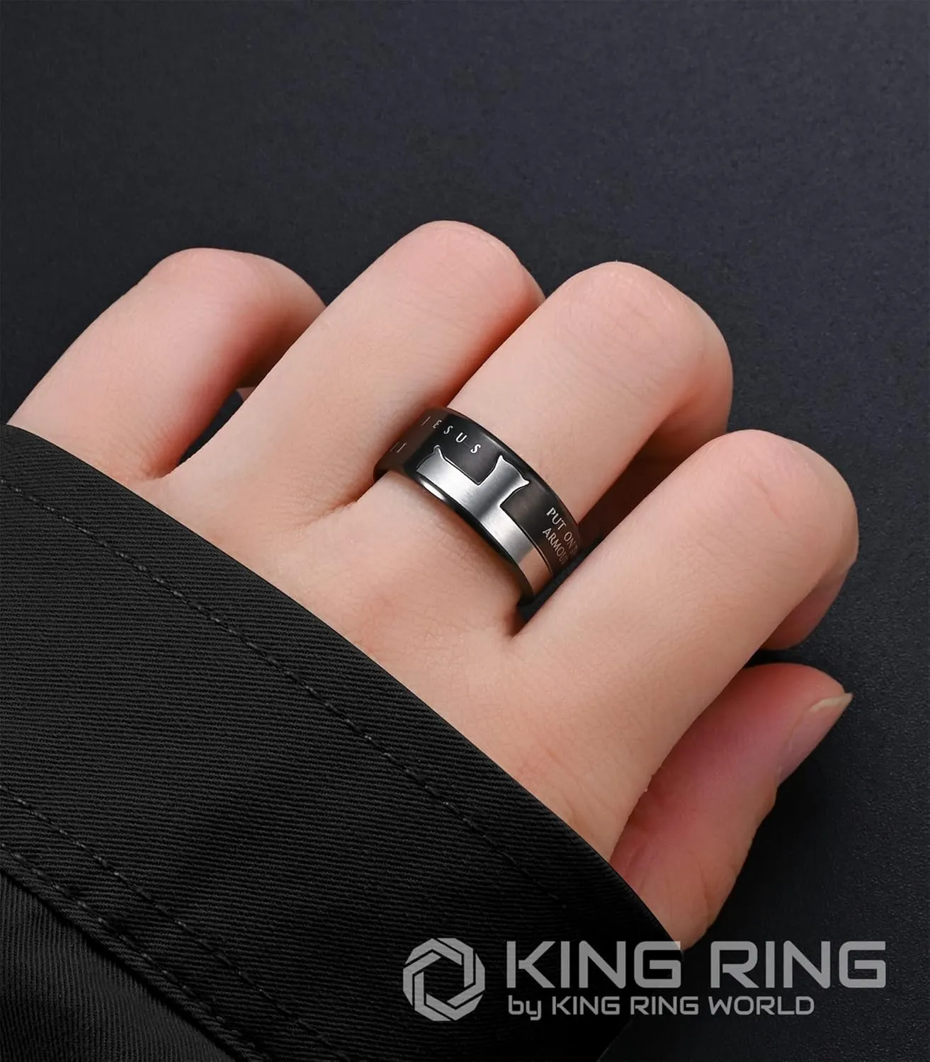 King Ring 9mm Cross Rings  Wide Christian and Catholic Rings For Men & Women  Designed in USA
