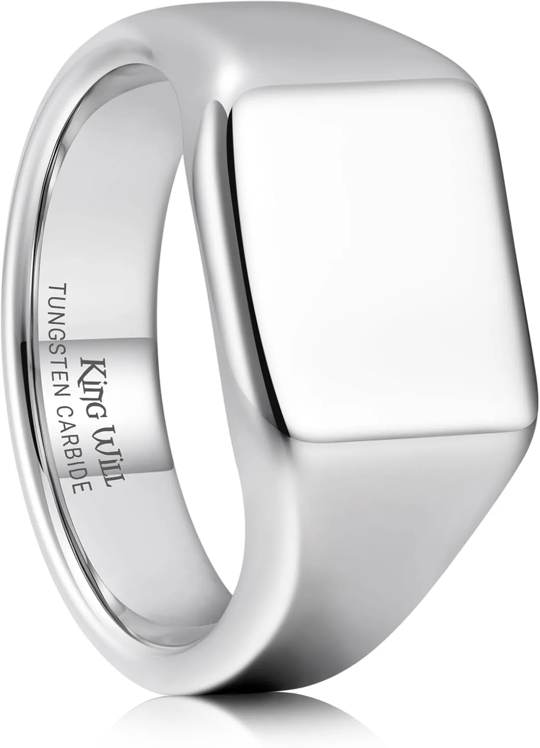King Will Men's Gunmetal/Black Tungsten Signet Rings Thumb Pinky Biker Band Ring For Men High Polished Plain Wedding Statement Ring Comfort Fit Size 7-12