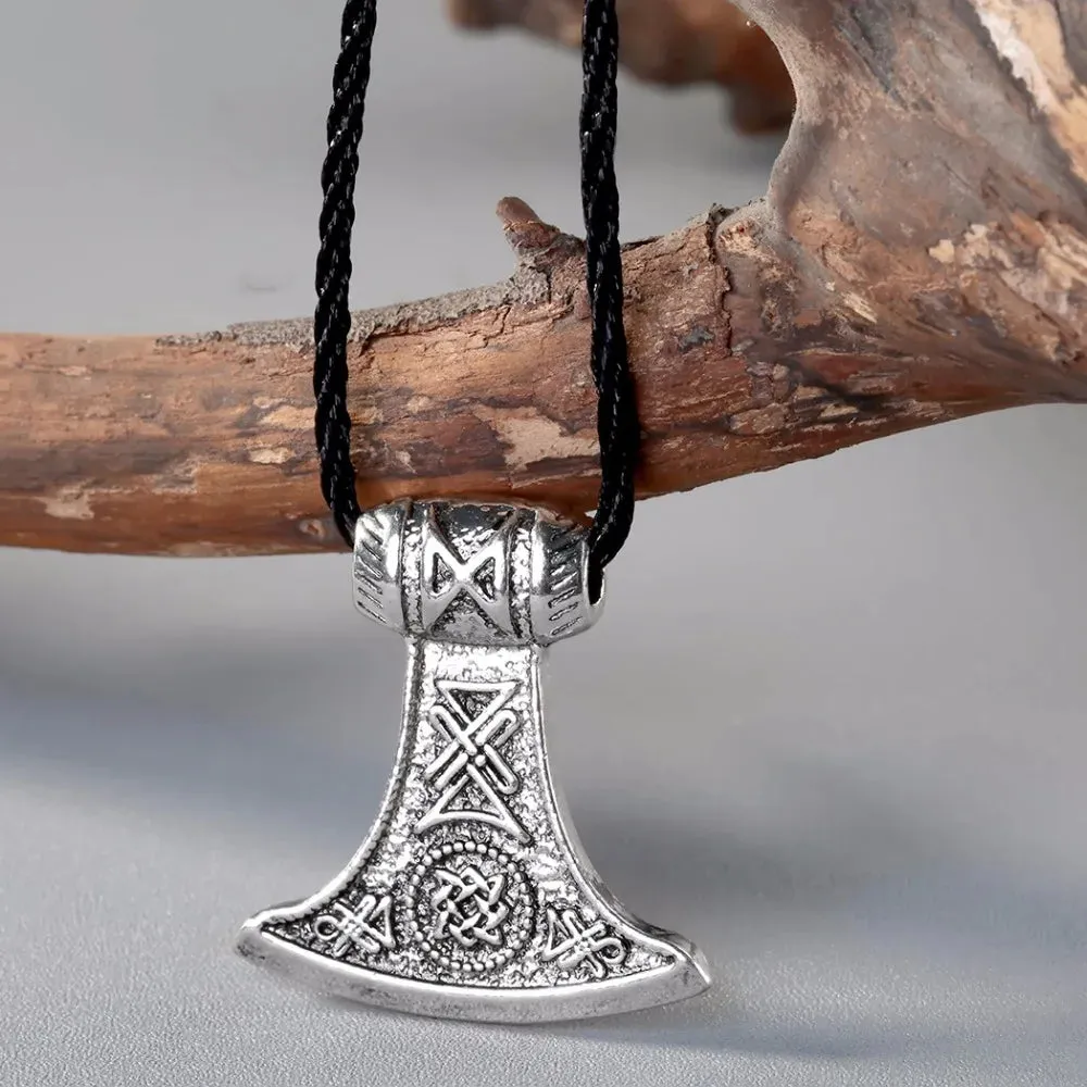 Kinitial Vintage Thor's Hammer Mjolnir Pendant Necklace Viking Scandinavian Norse Cross Knot Charm Necklaces Men Gift Jewelry