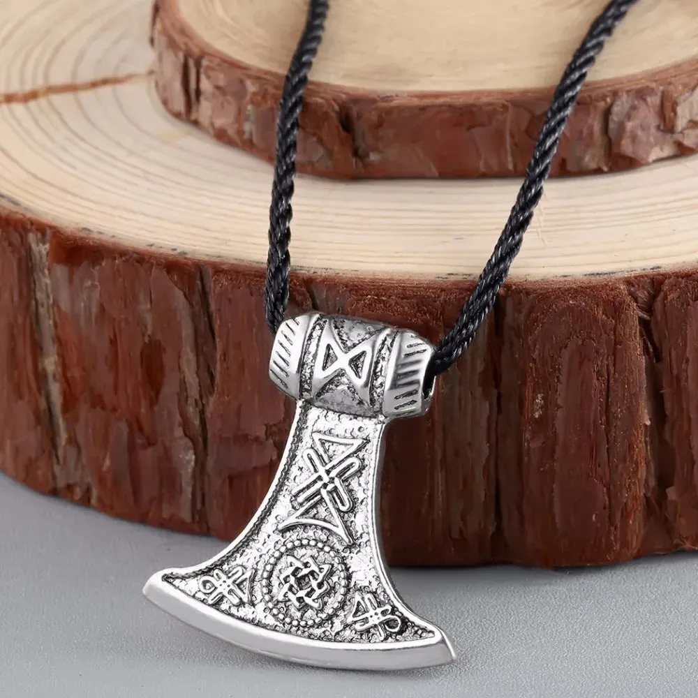 Kinitial Vintage Thor's Hammer Mjolnir Pendant Necklace Viking Scandinavian Norse Cross Knot Charm Necklaces Men Gift Jewelry