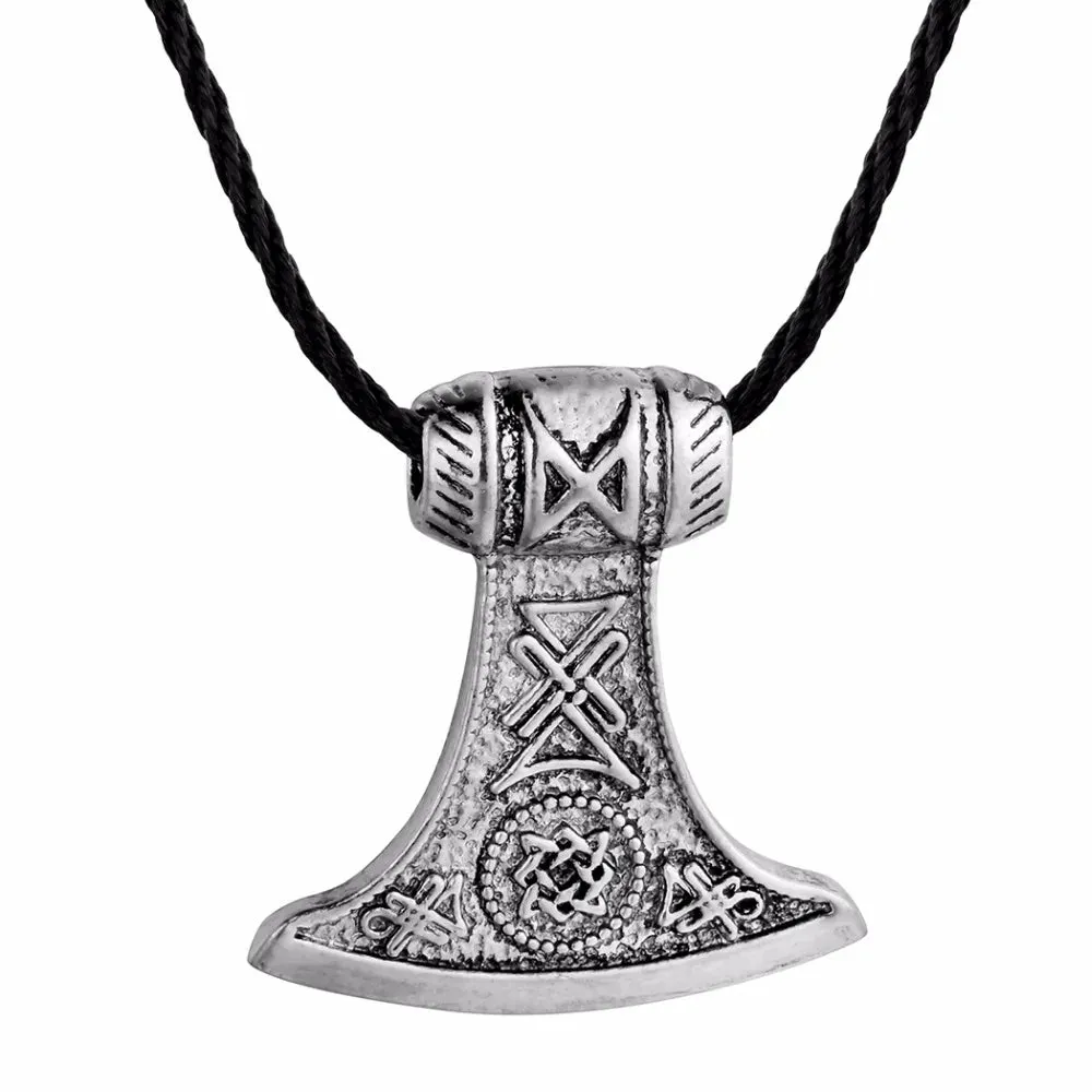 Kinitial Vintage Thor's Hammer Mjolnir Pendant Necklace Viking Scandinavian Norse Cross Knot Charm Necklaces Men Gift Jewelry