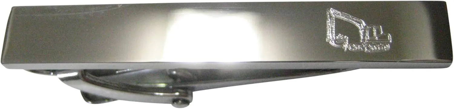 Kiola Designs Silver Toned Etched Sleek Excavator Skinny Tie Clip