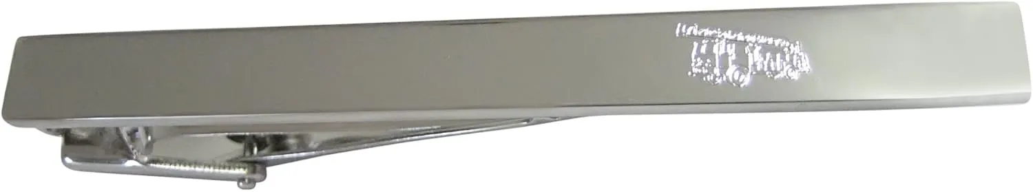 Kiola Designs Silver Toned Etched Sleek Fire Truck with Ladder Square Tie Clip