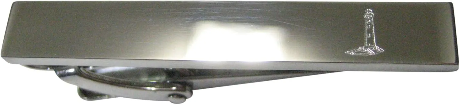 Kiola Designs Silver Toned Etched Sleek Nautical Lighthouse Skinny Tie Clip