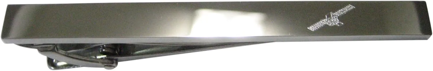 Kiola Designs Silver Toned Etched Sleek Satellite Tie Clip