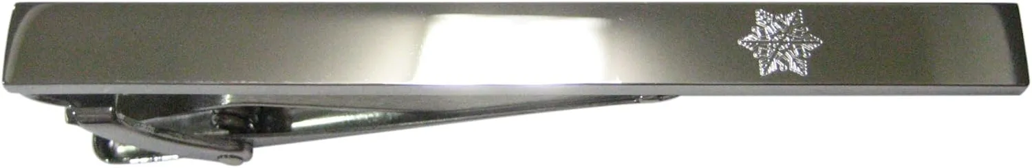 Kiola Designs Silver Toned Etched Sleek Snowflake Tie Clip