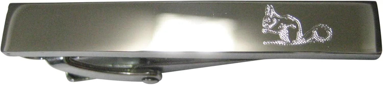 Kiola Designs Silver Toned Etched Sleek Squirrel Skinny Tie Clip