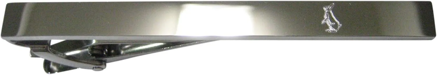 Kiola Designs Silver Toned Etched Sleek Standing Rabbit Tie Clip