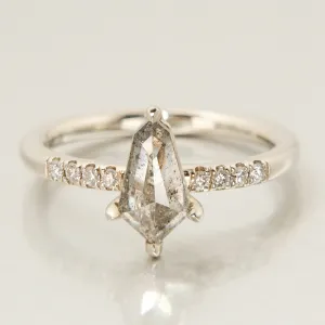 Kite Solitaire - Salt   Pepper Diamond in 14k White Gold