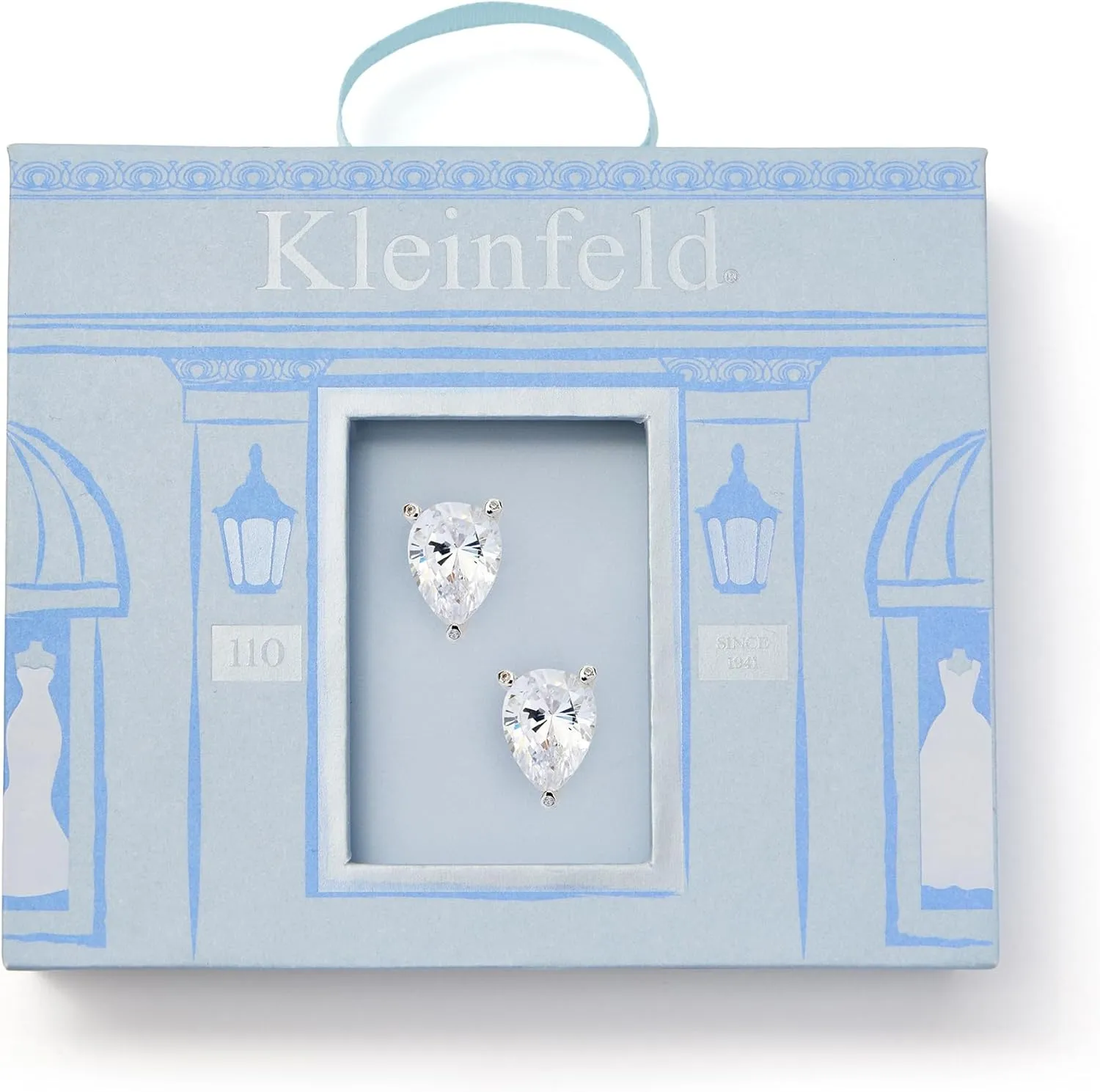 Kleinfeld Womens Bridal Special Occasion Cubic Zirconia Pear Cut Stud Earrings