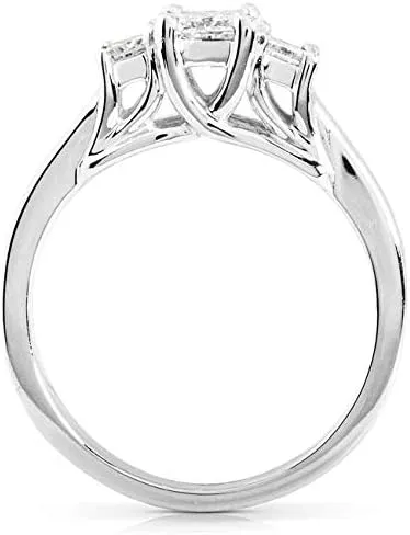 Kobelli Three-Stone Diamond Engagement Ring and Wedding Band Set 4/5 carat (ctw) in 14k White Gold