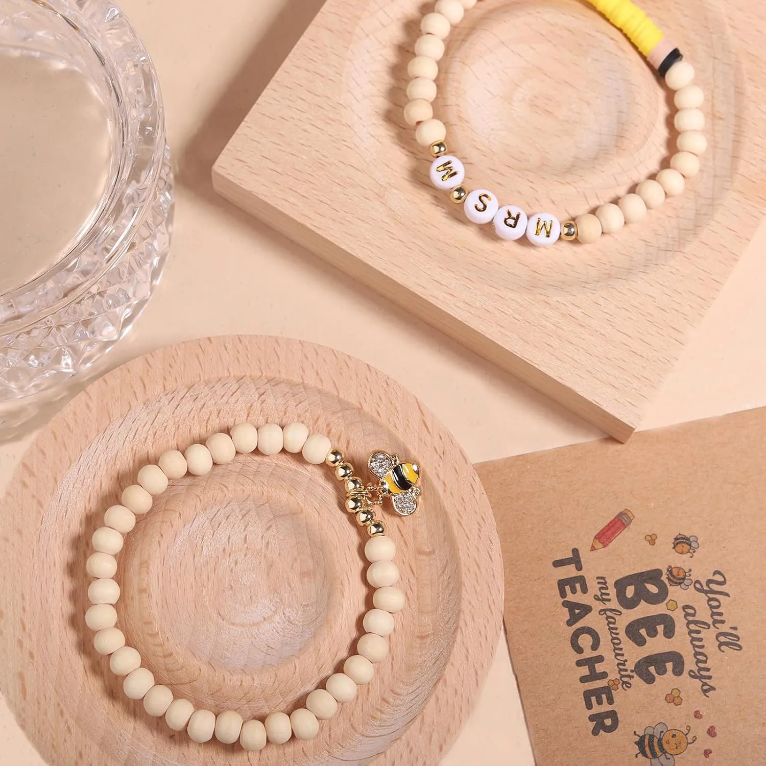 Korotho Personalized Teacher Bracelets Gifts for Women, 2 Pcs - Teachers' Day, Birthday, Christmas & Retirement Gifts