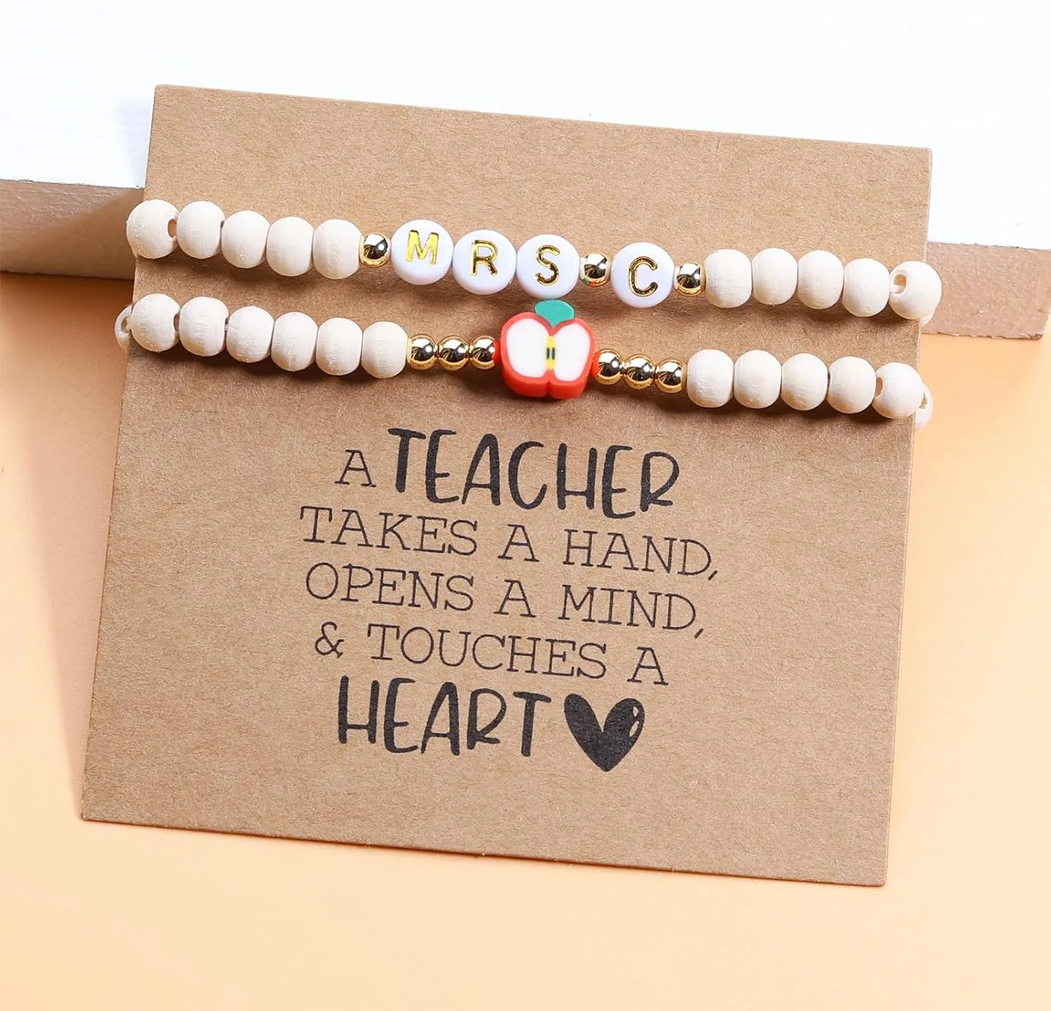 Korotho Personalized Teacher Bracelets Gifts for Women, 2 Pcs - Teachers' Day, Birthday, Christmas & Retirement Gifts