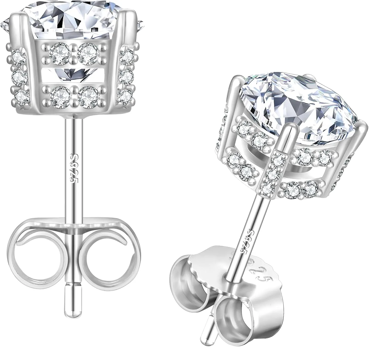 KRKC Moissanite Earrings, Lab Grown Diamond Stud Earrings for Women, 14K Golden Plated Sterling Silver, Bloom Design, 2 Carat D Color VVS1, Hypoallergenic, Gift for Wife, Mom, Her