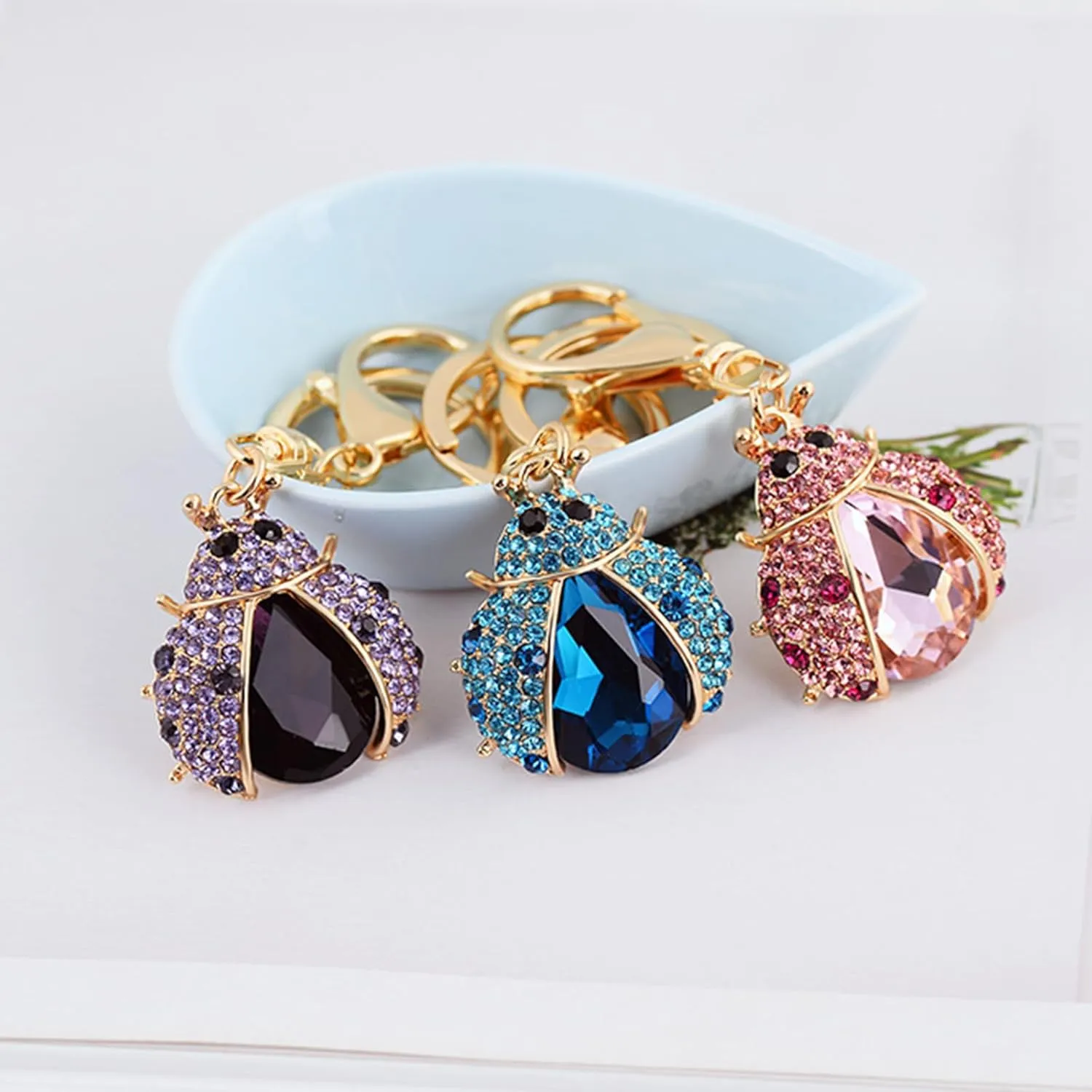Ladybug Keychain - Sparkling Rhinestone Charm for Women - Purse Charm Funny Key Chains
