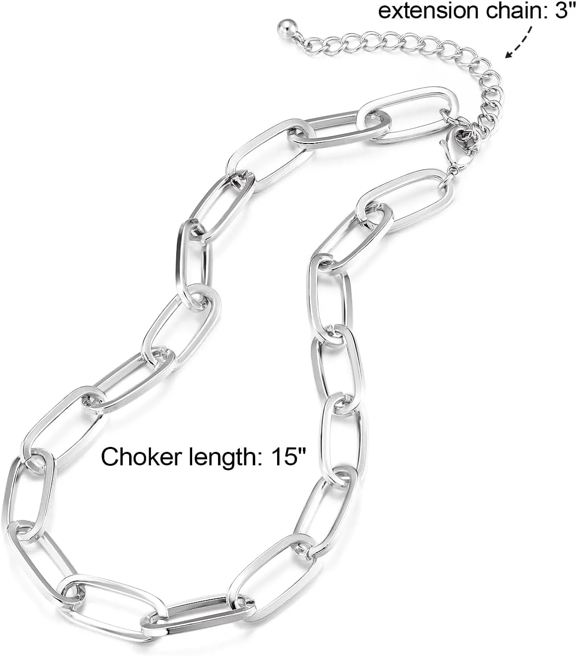 LANE WOODS Gold Chain Necklace and Bracelet for Women Ladies Dainty and Chunky Chain Link Paperclip Jewelry Set