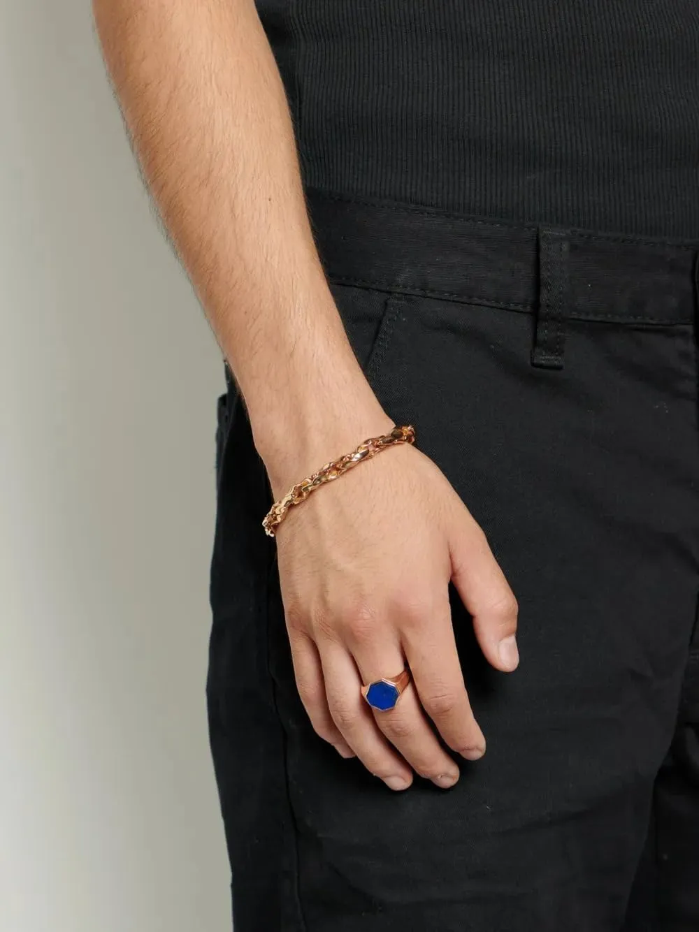 Lapis Lazuli Ring for Men 14K Gold Vermeil Blue Gemstone Band Men Chunky Gold Ring Lapis Lazuli Jewelry, Blue Lapis Signet Rings Gift for Him