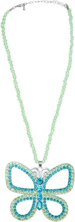 Large Necklace Big Butterfly Choker Sparkling Green Butterfly Pendant for Women, Halloween Christmas Accessory