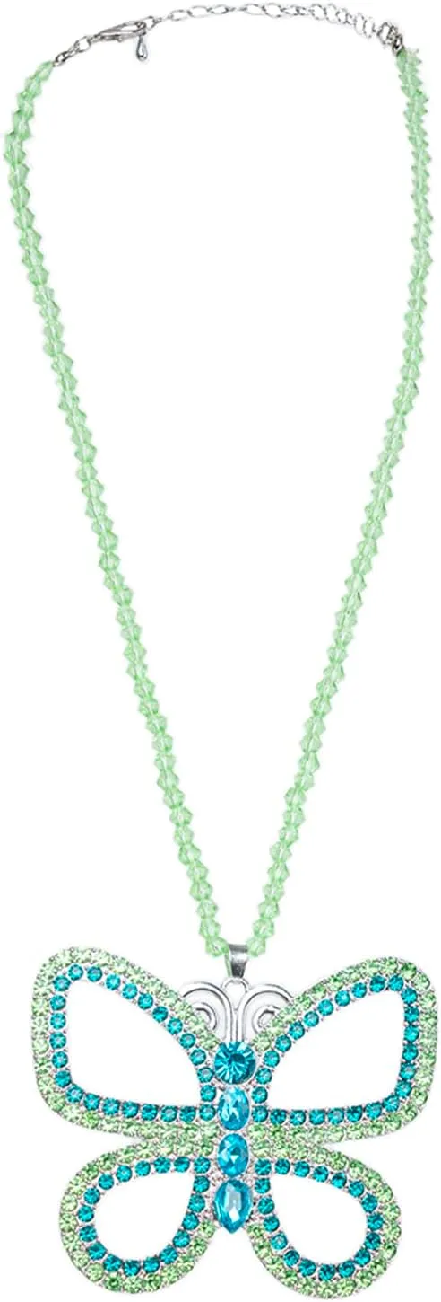 Large Necklace Big Butterfly Choker Sparkling Green Butterfly Pendant for Women, Halloween Christmas Accessory