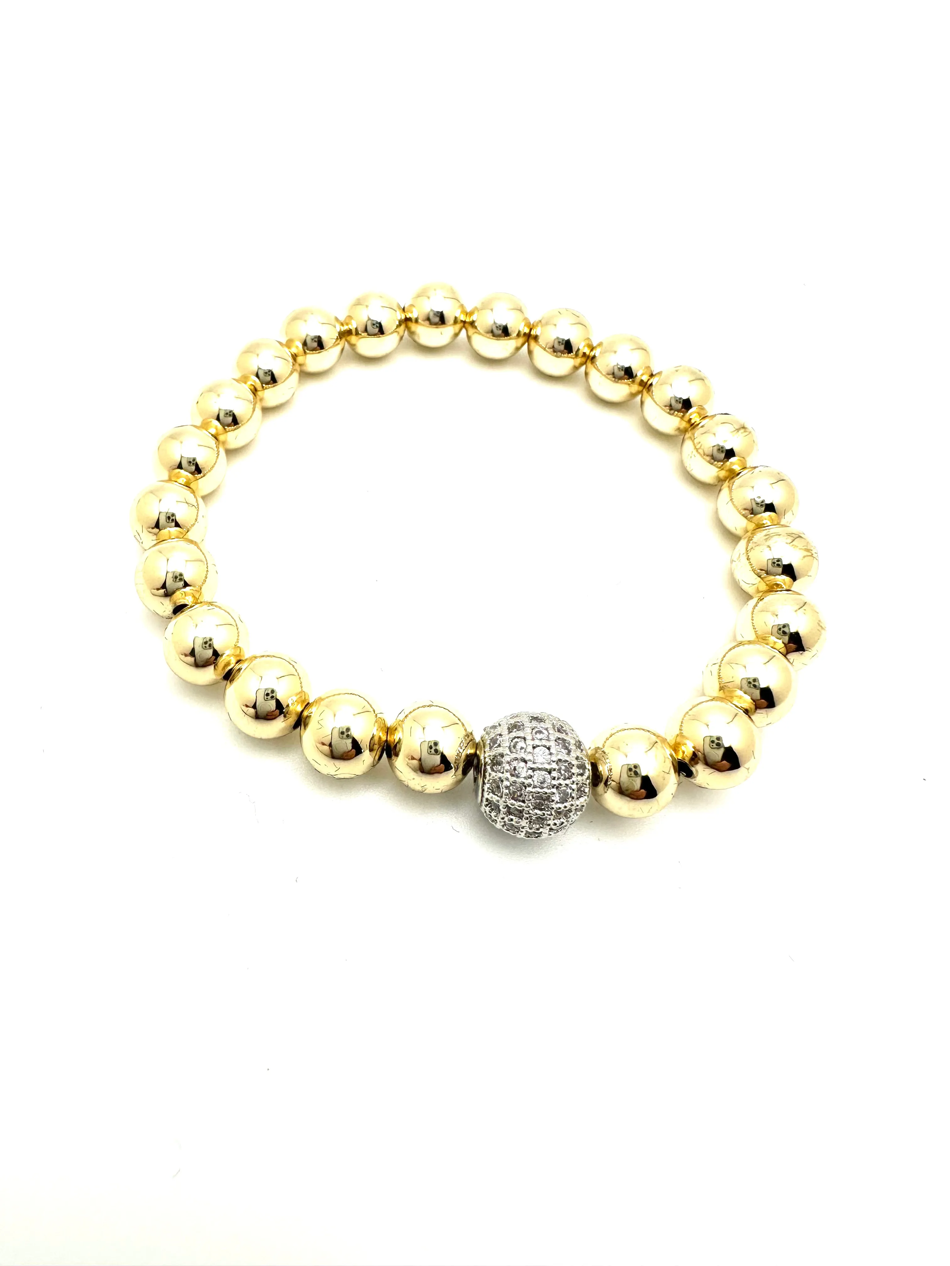 Large Pave Beaded Ball Bracelet