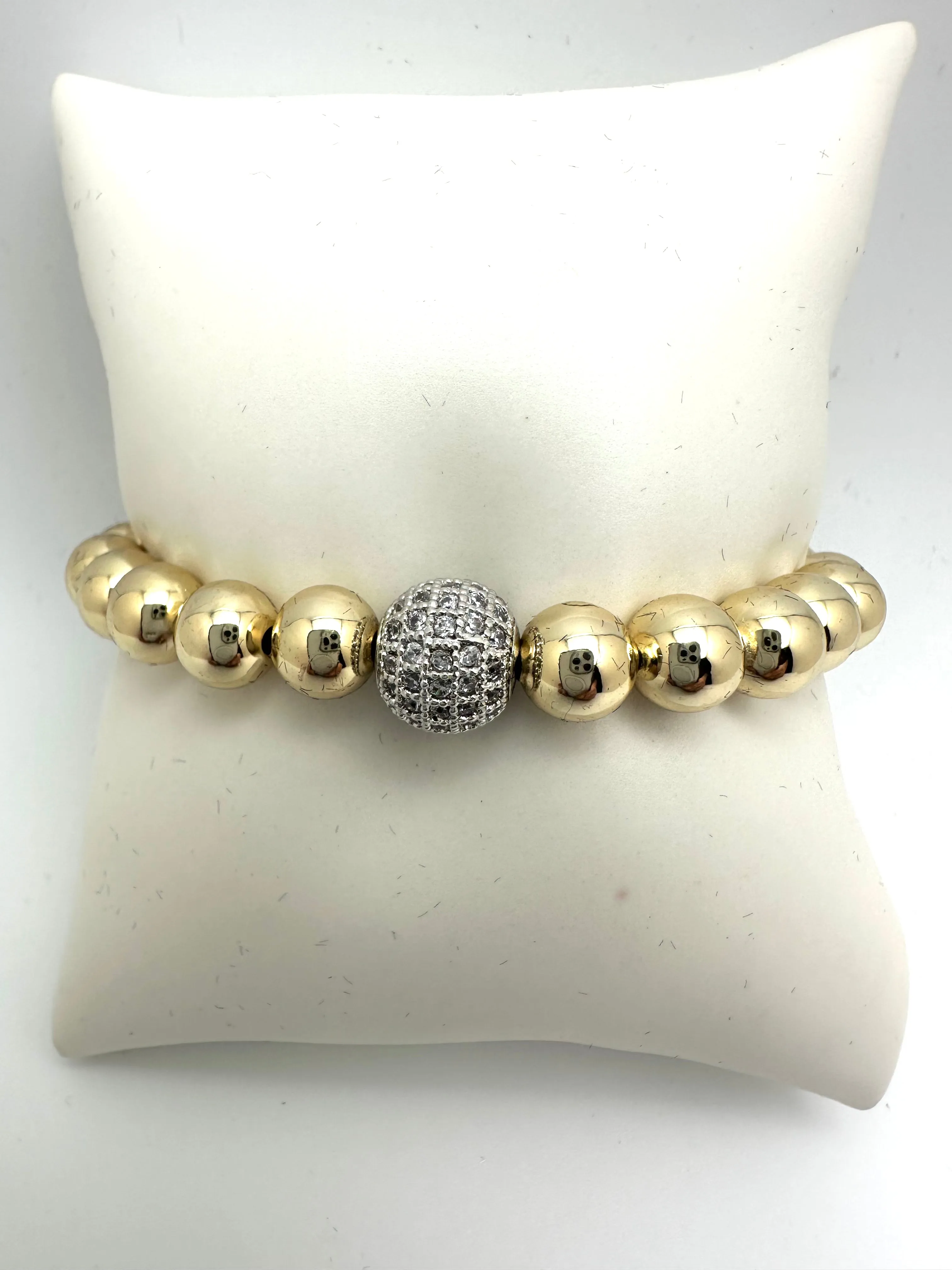 Large Pave Beaded Ball Bracelet