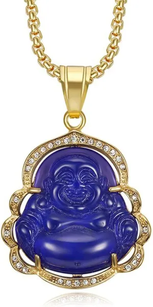 Laughing Buddha Necklace, Lucky Budda Necklace Jade Buddha Necklace Cubic-Zirconia Green Buddha Necklace Buddah Necklaces for Women Buddha Jewelry Good Luck